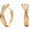 Miore Orecchini Cerchio Donna con Zirconi Brillanti in Argento 925 Placcato Oro Giallo 18K 750, Orecchino Cerchi a lobo anallergici con Zirconi. Chiusura con perno passante e scatto.