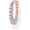 Thomas Sabo orecchini a cerchio singolo da donna pietre bianche oro rosa, argento sterling 925, chiusura clip