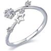 Aneneiceera Anello vintage con stella di cristallo semi-aperto gioiello con strass per le donne, Zinco
