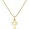 FOCALOOK Collana Croce Donna Lucida Piccolo in Acciaio Inox Oro 45+5cm