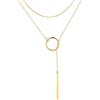 ChainsPro Collana Lariat a Y da Donna in Acciaio Inossidabile | Collana Argento/Nero/Oro Lunga 73/80 CM con Anello e Ciondolo a Cuore/Barra T-Bar, Design Elegante e Regolabile