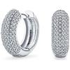 Bling Jewelry Orecchini A Cerchio Huggie Con Micro Pave Di Zirconi Cubici Per Spose, Adolescenti, Matrimoni, Feste Formali, Placcati In Argento