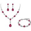 Clearine Gemma Diamante Goccia Matrimonio Sposa Costume Dichiarazione Y-Collana Orecchini Pendenti Set Tennis Bracciale per Donne
