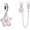 Simphman 925 Sterling Silver Charms Dangles per braccialetti e collana Set di fiori di ciliegio Gioielli regalo per le donne ragazza famiglia amica