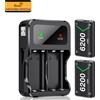 DinoFire Batteria Ricaricabile per Controller Xbox One S/X, Xbox Series S/X, Xbox One, 2 Batterie da 6200mWh, Caricatore USB Type-C