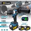 Gisam Trapano elettrico brushless da 650 Nm, 20+3 regolazioni di coppia, trapano a percussione senza fili, avvitatore elettrico, utensili elettrici per batteria Makita 18V