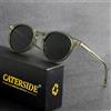 CATERSIDE Occhiali da Sole Rotondi Polarizzati Retrò da Uomo TR90 / Acetato, Occhiali da Sole Vintage da Donna, Stile Punk per Guida e Viaggio