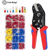 lion rage Strumento di crimpatura manuale 0,25-2,5 mm2 Pinza per crimpare a cricchetto regolabile 280 pezzi Kit di assortimento di capicorda per cavi Set di crimpare per cavi isolati SN-02C