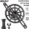 GOLDIX Guarnitura per bici da strada ultraleggera GOLDIX 50-34T/52-36T/53-39T per doppia corona a 3 bulloni 165/170/175mm di lunghezza manovella per bicicletta cava