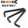 DIVEDEER 10/20 pezzi ganci a forma di L ganci a vite per soffitto M2.4 M2.5 M2.8 M3.4 M3.7 M3.8 M4.7 ganci ad angolo retto a forma di 7 neri