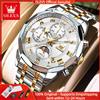 OLEVS 3675 Orologio da uomo di marca Business Acciaio inossidabile Data Cronografo di lusso impermeabile Moonphase Orologio da uomo al quarzo Reloj Hombre