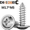 DIVEDEER 10/20/50 pz M1.7 M2 M2.3 M2.6 M3 M3.5 ~ M5 304 In Acciaio Inox Croce Phillips Pan Testa Tonda W/Rondella Collare vite autofilettante