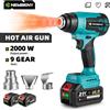 NEWBENY 500 ℃ Pistola ad Aria Calda Elettrica Senza Fili a 9 Velocità con Display LED, Strumento Essiccatore Industriale e Domestico per Batteria Makita