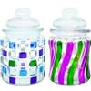 NONE Set di 2 saliera in vetro LG Luxury & Grace (0,28 L, 12,5×8 cm) - Dipinto a mano - Con coperchio di facile apertura
