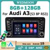 WEDMOON Autoradio Wireless Carplay Android 15 per Audi A3 8P S3 RS3-2012, Stereo Auto con Schermo da 7 Pollici, Lettore Multimediale Bluetooth