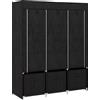 HOMCOM Armadio contenitore in tessuto HOMCOM, pieghevole con 5 ripiani, 2 aste appendiabiti e 3 cassetti in tessuto - 125L x 43P x 162,5A cm, nero