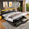 FEEOHOME Letto imbottito 180x200 cm con contenitore, letto con baule idraulico, letto matrimoniale con baule, senza materasso, Grigio