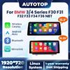 AUTOTOP Schermo Touch Multimediale da 10.25" 12.3" per BMW Serie 3 4 F30 F31 F32 F33 F34 F36 NBT con Carplay Wireless, Android Auto e GPS
