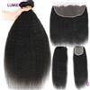 Lumiere Hair Extensioni di Capelli Umani Lisci Afro con Chiusura Frontale in Pizzo HD Trasparente, Extension di Capelli Umani Brasiliani, Offerta 3/4 Pacchi