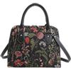 Signare Tapestry Arazzo Top Handle borsa borse donna, borsa donna tracolla con Disegni da Giardino (Mattina Giardino Nero)