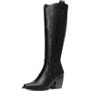 DREAM PAIRS Stivali Donna Cowboy Alti | Ricamo decorativo, tacco cubano 7,1 cm, soletta in lattice, zip laterale, stile western.
