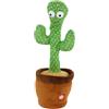 Idena 40366 - Cactus chiacchierone con Luce, Circa 33 cm, Peluche Che ripete Tutto con Voce Buffa e Si muove, a Batteria
