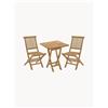 Macabane Set da giardino pieghevole in legno di teak Fun, set da 3 -