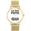 Toff London Regali fotografici personalizzati per donne, display analogico, orologio con movimento al quarzo giapponese con cinturino in rete, orologio inciso su misura