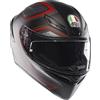 AGV - K1 S AGV E2206, Casco Moto Integrale ECE, Stile Racing con Spoiler Aerodinamico, Prese d'Aria e Visiera Antigraffio, Campo Visivo 190°, Sling Matt Black/Red, Unisex, XXL