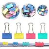 AISHOW 150 Pezzi Foldback Clips 15mm/19mm/25mm Binder Clips Colore Metallo Fermacarte Fermafogli Cartella dell'Ufficio Cancelleria Forniture 4 Colori