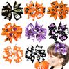 COMNICO 8 forcine per capelli con fiocco per Halloween, simpatiche fasce per capelli con zucca in stile cartone animato, accessori per capelli fatti a mano, per ragazze e bambini
