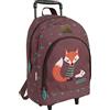 PERLETTI Zaino da bambino stampato animali scuola materna con ruote - Borsa a rotelle per ragazza ragazzo leggero dettagli riflettenti - Zaino colorato di alta qualità per viaggi - 36 x 25 x 15, Volpe