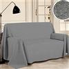 PENSIERI DELICATI Telo Copridivano 360 x 290 cm Made in Italy, Telo Copritutto 100% Cotone Puro Riciclato Tinto in Filo, Tinta Unita Antracite, Ideale Come Telo Arredo, Salva Divano, Coperta Picnic