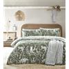 furn. Furn - Set copripiumino olivello spinoso, stampa animali del bosco, design reversibile, biancheria da letto in policotone (verde, singolo)