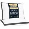 Lux Decor Collection Set di 2 cuscini a soffietto, king size, comodi e traspiranti, per dormire, per dormire, per chi dorme su fianco, schiena e stomaco (soffietti grigi, 45,7 x 91,7 cm)
