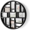 Umbra Luna Cornice multifoto, 9 foto 10x15, Nero | Supporto robusto, installazione facile, diametro 58 cm, due ganci a dente di sega, Plastica riciclata