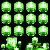 Joycabin 12 luci a LED sommergibili, senza fiamma, mini luci subacquee, impermeabili, piccole luci decorative a LED per acquario, giardino, laghetto, feste di nozze (verde)