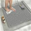 BLESWIN Tappetino Doccia Antiscivolo Quadrato 60x60 cm con Drenaggio, Tappeto Bagno Antiscivolo Morbido, Tappetino da Bagno Antimuffa ad Asciugatura Rapida per Famiglie Grigio