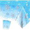 POPOYU Tovaglia decorativa a forma di fiocchi di neve, 54 x 108 pollici, motivo Frozen, decorazione per feste di compleanno, decorazione per feste di compleanno