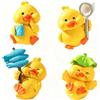 YskerrigToy Mini Figurine Anatre, 4 Pezzi Anatra Decorazioni di Torte, Miniature Ornamenti Anatra, Duck Cake Topper per Regali di Compleanno, Decorazione Della Torta Compleanno Del Mini Giardino Bonsai(Giallo)