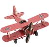 YUYTE Aereo retrò retrò Modello di Aeroplano Delicato Biplano Vintage Artigianale per la Decorazione Domestica, Ornamento per caffè, Giocattolo per Aeroplano in Metallo in Ferro Battuto (Rosso)