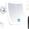 B Beauty Planet Specchio d'ingrandimento con luce, specchio per il trucco illuminato con ingrandimento 30x, controllo a sfioramento e ventosa, ricaricabile, rotazione a 360°, vanità del bagno e viaggio, quadrato