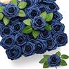 Mocoosy 50 Pcs di rose fiori artificiali, rose finte blu navy rose in schiuma al tocco reale con steli per bouquet da sposa fai da te centrotavola composizioni floreali decorazioni per la casa feste