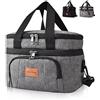 BalladHome Borsa Termica Porta Pranzo 10 Litri Borsa Termica Borsa Porta Pranzo Riutilizzabile Borse per il pranzo Portatile Lunch Bag per Campeggio/Ufficio/Scuola (Grigio)