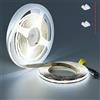 TOPAI Striscia LED COB 12V 5 Metri Bianco Freddo 6000K PCB Nero | Larghezza 8 mm, 480 LED/m, CRI>90, Autoadesiva e Tagliabile per Cucina, Illuminazione Armadi, Soggiorno