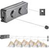 Garqitwan Stendibiancheria Retrattile 5.1 m Doppio Filo Stendibiancheria a Parete Acciaio Inossidabile Corda da Bucato Riavvolgibile per Interni ed Esterni (Grigiastro) (Grigio)
