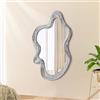 Lzuso Specchio da parete irregolare con cornice in legno moderno asimmetrico rustico nero nuvola specchi da appendere specchio artistico decorazione bagno vanità camera da letto soggiorno ingresso corridoio