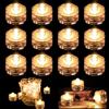 Joycabin 12 luci LED sommergibili, mini luci decorative a LED, impermeabili, senza fiamma, per acquario, giardino, stagno, festa di matrimonio (bianco caldo)