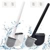DENTSHIELD 2 Confezioni Scopino WC Silicone con Supporto, scopino wc silicone da parete, Scopino piatto nero，Scopettino WC per Bagno Base a Fessure di Ventilazione