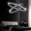 Finktonglan Lampadario LED moderno in cristallo, lampadario a sospensione ovale a 2 anelli, altezza regolabile, 56 cm + 32 cm, luce bianca fredda 6500K, per soggiorno, sala da pranzo e camera da letto